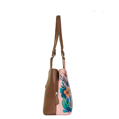 Wholesale Botanical Hand Printed Vegan Leather Shoulder Tote Bag for Women – Stylish Top Handle Handbag Purse– Travel, Office & Daily Use