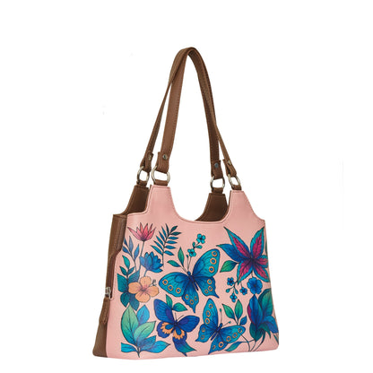 Wholesale Botanical Hand Printed Vegan Leather Shoulder Tote Bag for Women – Stylish Top Handle Handbag Purse– Travel, Office & Daily Use