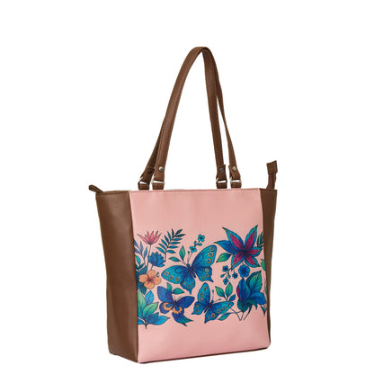 Wholesale Botanical Vegan Leather Shoulder Tote Bag– Hand Printed Vegan Top Handle Handbag for Women – Work, Travel & Daily Use