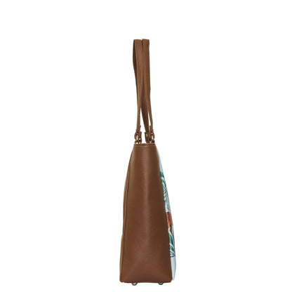 Deer Hand Printed Vegan Leather Wholesale Shoulder Tote Bag– Printed Vegan Top Handle Handbag for Women – Work, Travel & Daily Use