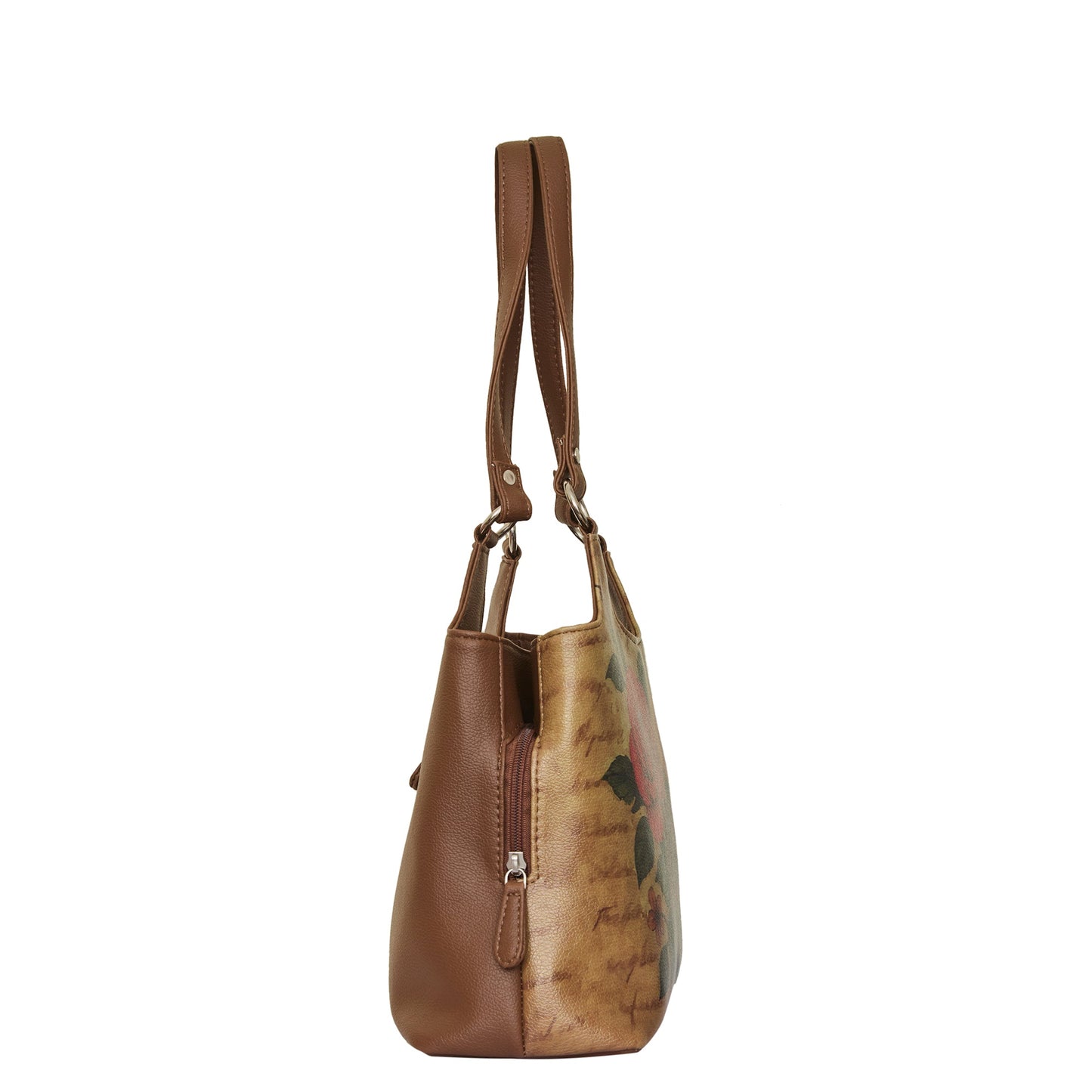 Roses Hand Printed Wholesale Vegan Leather Shoulder Tote Bag for Women – Stylish Top Handle Handbag Purse– Travel, Office & Daily Use