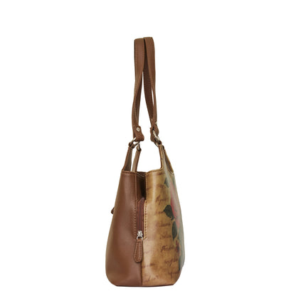 Roses Hand Printed Wholesale Vegan Leather Shoulder Tote Bag for Women – Stylish Top Handle Handbag Purse– Travel, Office & Daily Use
