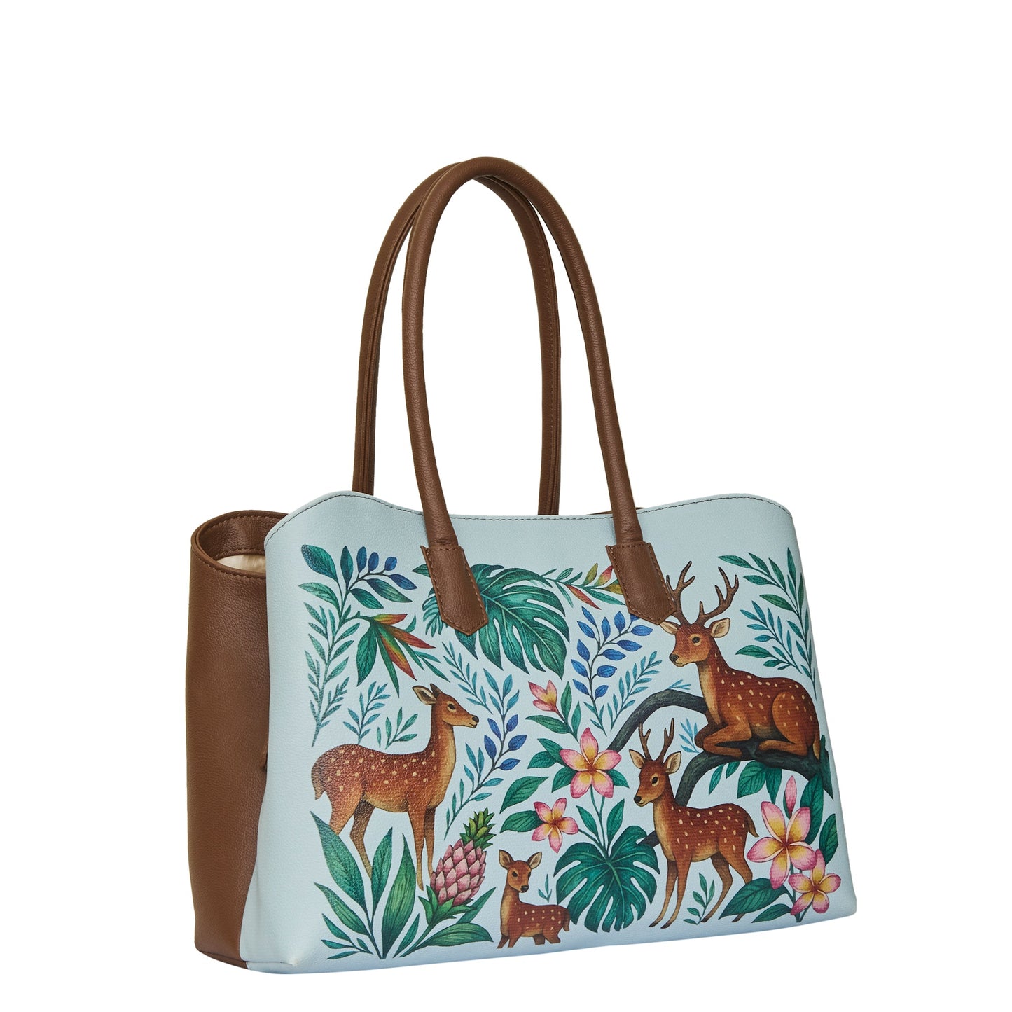 Vegan Leather Deers Hand Printed Wholesale Carryall Tote for Women – Stylish Shoulder, Top Handle & Handbag for Ladies – Office, Work, Travel & Daily Use