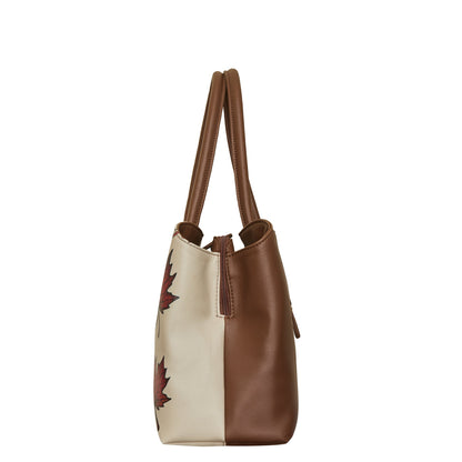 Maple Leaf Hand Printed Vegan Leather  Wholesale Carryall for Women – Stylish Shoulder, Top Handle & Handbag for Ladies – Office, Work, Travel & Daily Use
