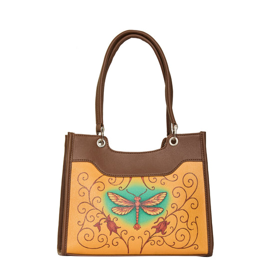 Women’s Hand Printed Vegan Leather Wholesale Satchel Handbag – Vegan Shoulder & Top Handle Bag – Office, Work, Travel & Daily Use
