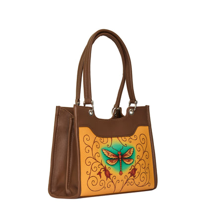 Women’s Hand Printed Vegan Leather Wholesale Satchel Handbag – Vegan Shoulder & Top Handle Bag – Office, Work, Travel & Daily Use