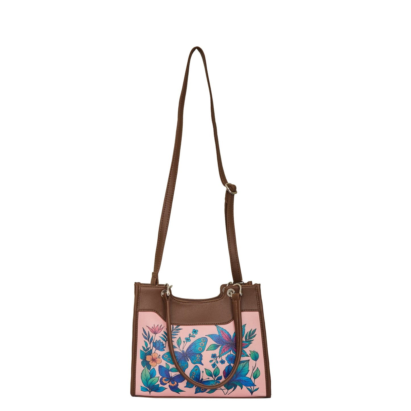 Women’s Wholesale Botanical Hand Printed Vegan Leather Satchel Handbag – Shoulder & Top Handle Bag – Office, Work, Travel & Daily Use