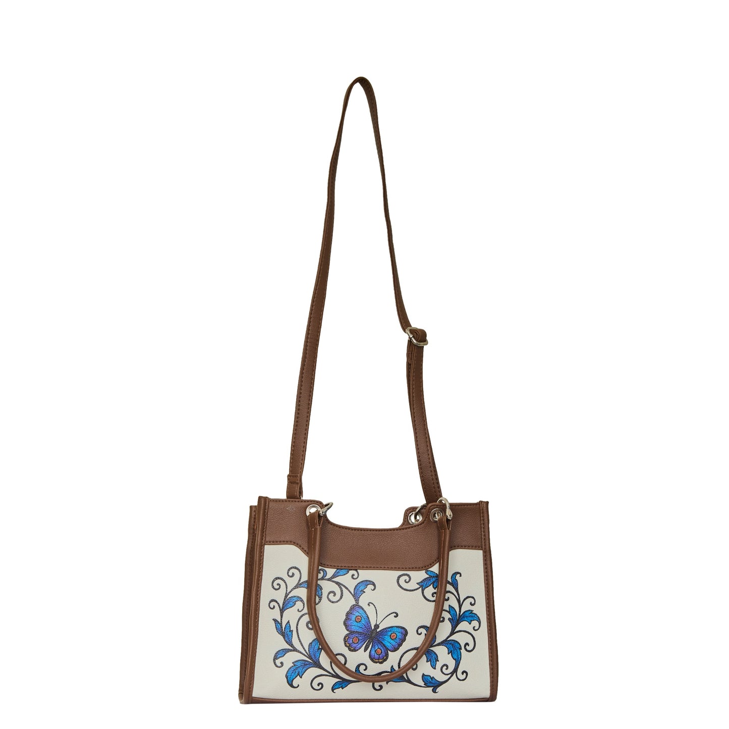 Women’s Butterfly Hand Printed Vegan Leather Satchel Handbag – Wholesale Top Handle Bag – Office, Work, Travel & Daily Use