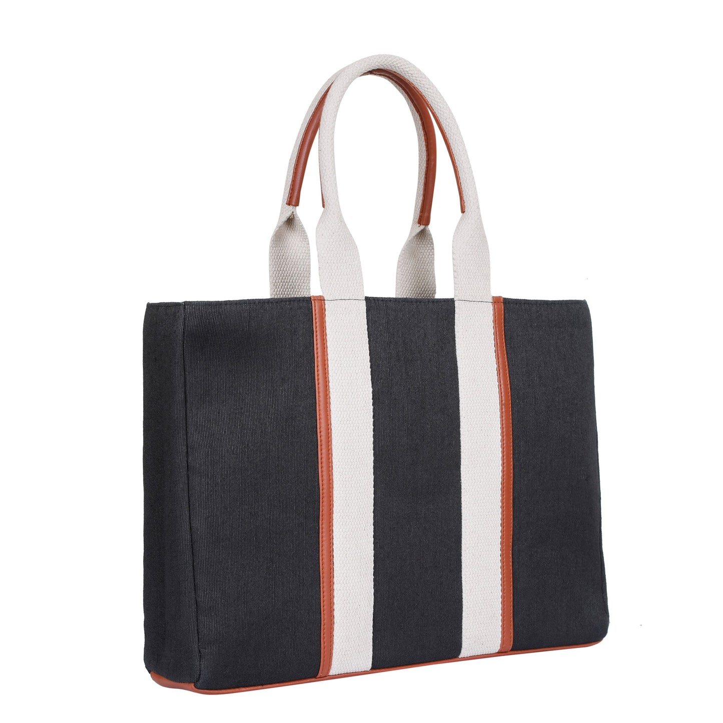 Wholesale  Black Canvas Tote Handbag with Zipper Strap