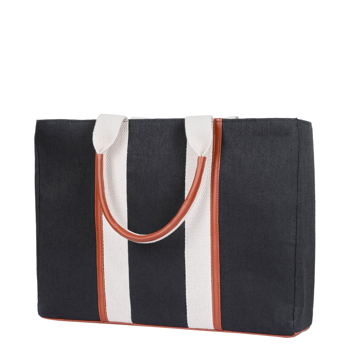 Wholesale  Black Canvas Tote Handbag with Zipper Strap