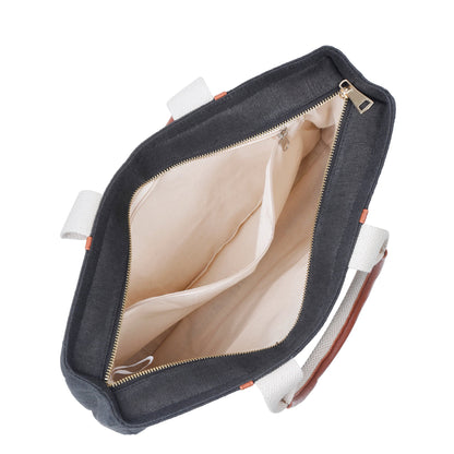 Wholesale  Black Canvas Tote Handbag with Zipper Strap