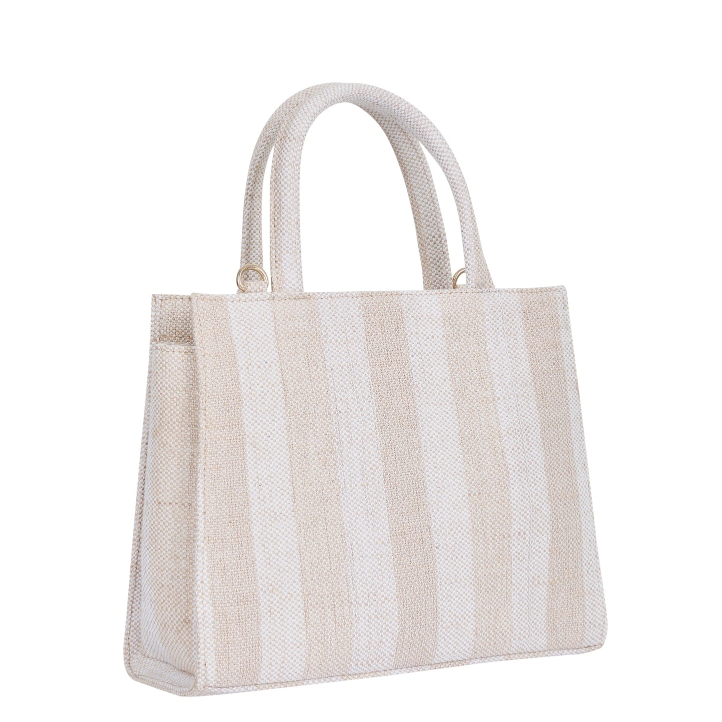 Wholesale Taupe Striped Canvas Crossbody Tote Handbag For Travel Use