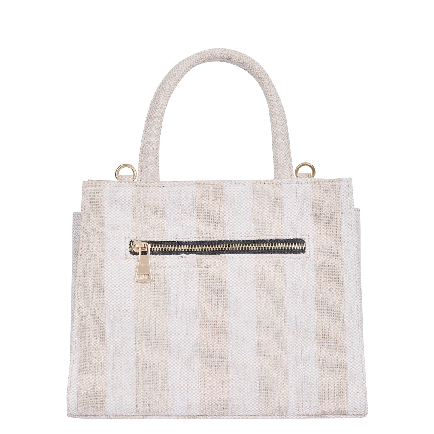 Wholesale Taupe Striped Canvas Crossbody Tote Handbag For Travel Use