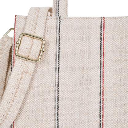 Wholesale  Beige Striped Canvas Crossbody Tote bag for Everyday Use