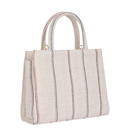 Wholesale  Beige Striped Canvas Crossbody Tote bag for Everyday Use