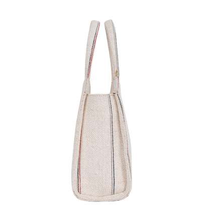 Wholesale  Beige Striped Canvas Crossbody Tote bag for Everyday Use