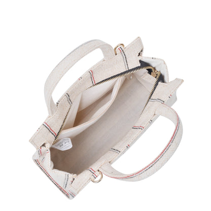 Wholesale  Beige Striped Canvas Crossbody Tote bag for Everyday Use