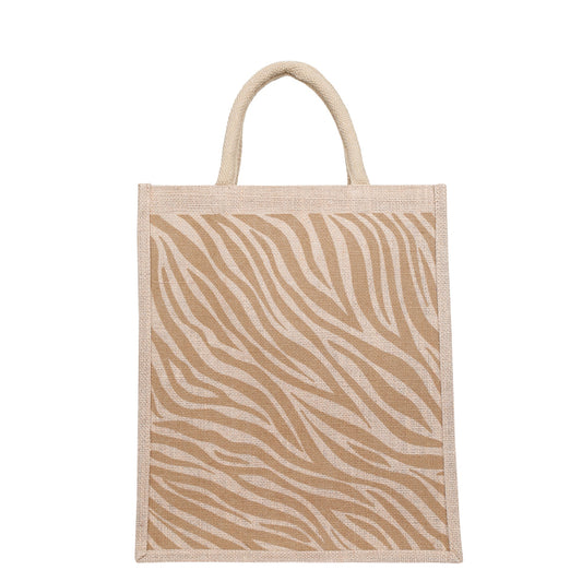 Zebra Print Natural Jute Tote Bags for Eco Shopping – Wholesale Supply