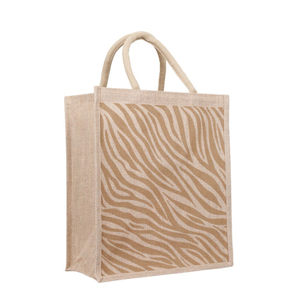 Zebra Print Natural Jute Tote Bags for Eco Shopping – Wholesale Supply