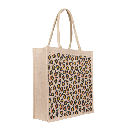 Cheetah Print Natural Jute Tote Bags for Sustainable Shopping – Wholesale Supply