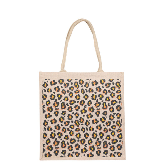 Cheetah Print Natural Jute Tote Bags for Sustainable Shopping – Wholesale Supply