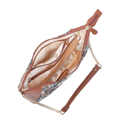Wholesale Women's Botanical Design Tapestry Hobo Bag | Shoulder & Satchel Purse with Vegan Leather Trim
