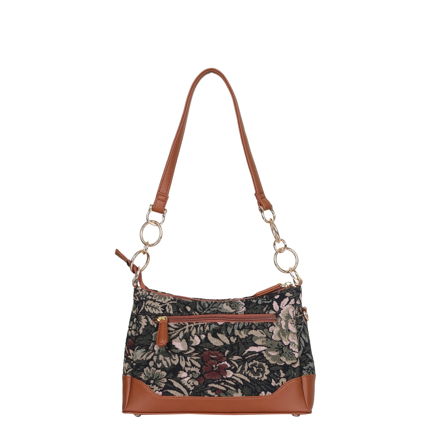 Women Vintage Tapestry Shoulder Bag – Vegan Leather - Trimmed Tote Sling Satchel Purse