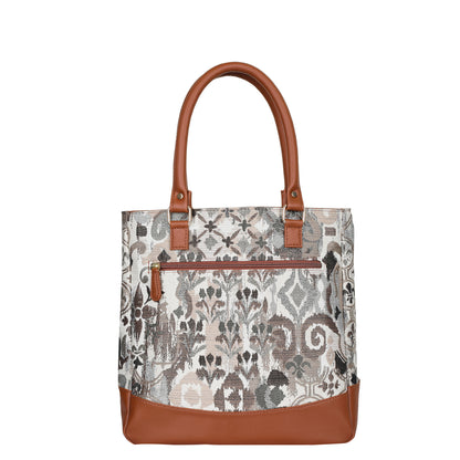 Wholesale Women Abstract Tapestry Tote Bag | Shoulder Purse with vegan leather Trim & Top Handle for Work, Travel & Daily Use