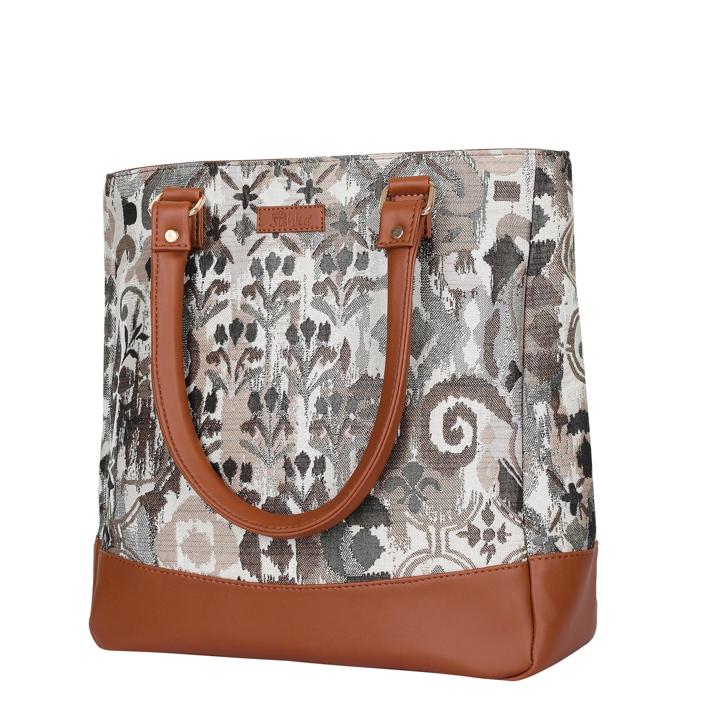Wholesale Women Abstract Tapestry Tote Bag | Shoulder Purse with vegan leather Trim & Top Handle for Work, Travel & Daily Use