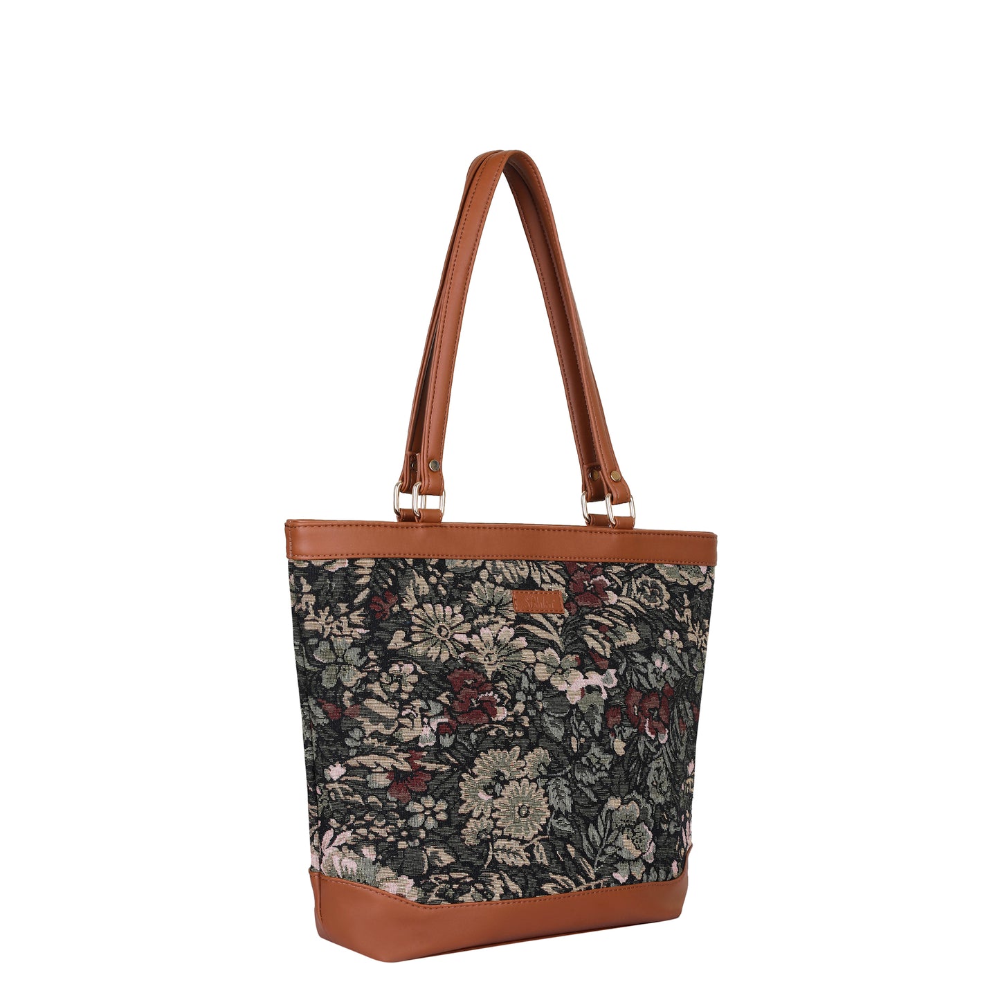 Women Vintage Tapestry Tote Bag – vegan leather-Trimmed Top Handle Shoulder Handbag for Office
