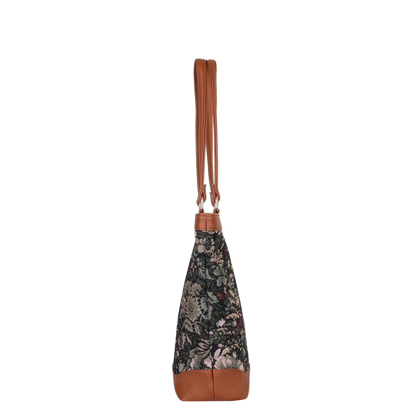 Women Vintage Tapestry Tote Bag – vegan leather-Trimmed Top Handle Shoulder Handbag for Office