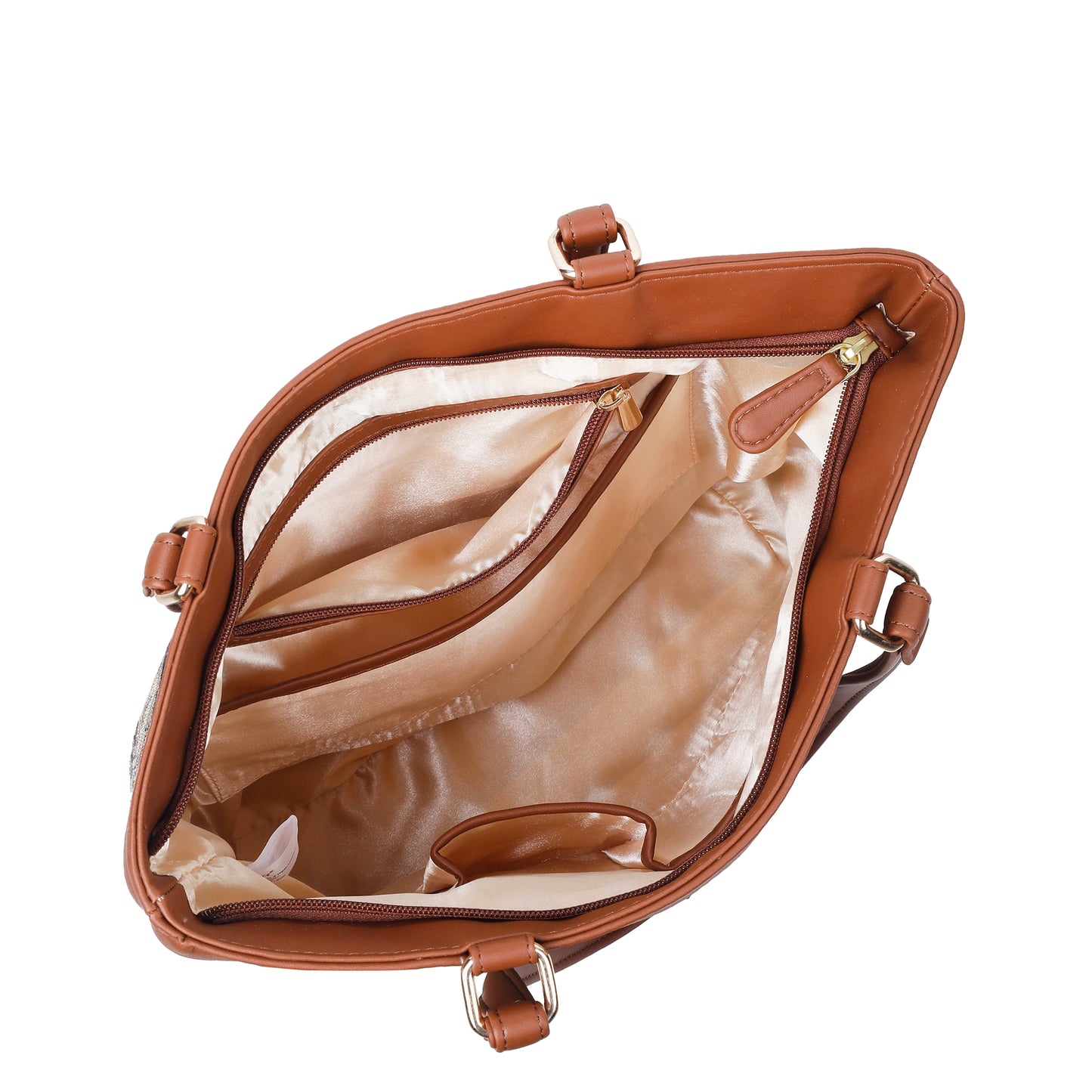 Women Geometric Tapestry Tote Bag – Elegant vegan leather-Trimmed Shoulder Purse with Top Handle