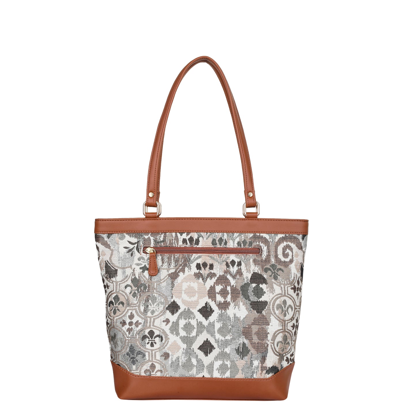 Women’s Abstract Pattern Tapestry Tote Bag – Satchel Purse with Top Handle & Shoulder Strap with Vegan Leather Trim for Daily Use