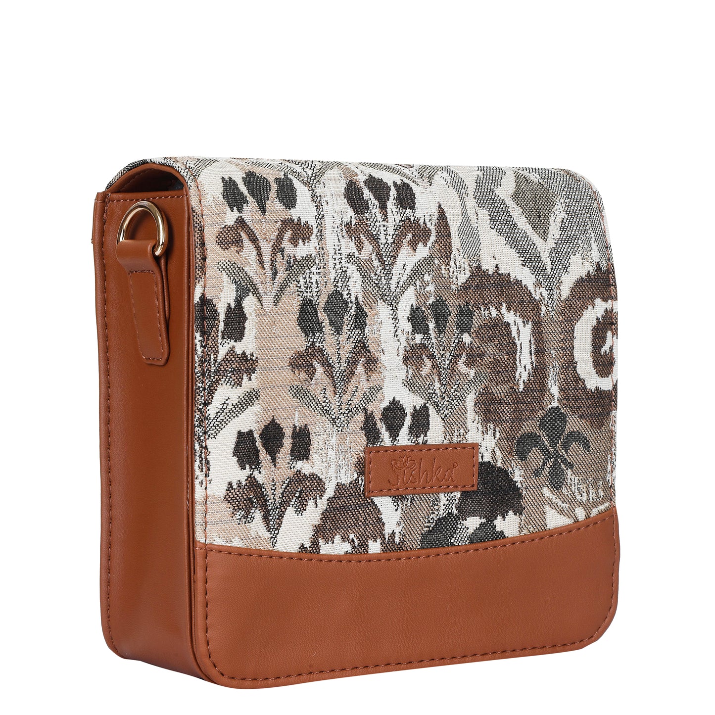 Women’s Abstract Tapestry Crossbody Sling Bag – Women Shoulder Purse with Vegan Leather Trim