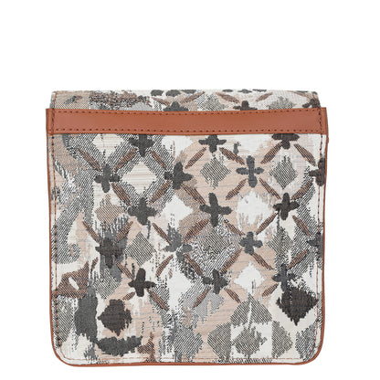 Women’s Abstract Tapestry Crossbody Sling Bag – Women Shoulder Purse with Vegan Leather Trim