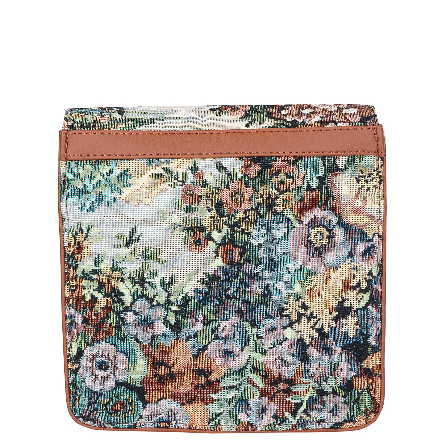 Botanical Tapestry Crossbody Sling Bag – Women Shoulder Purse with Vegan Leather Trim