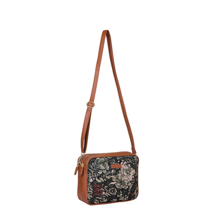 Women’s Vintage Tapestry Messenger Bag – Vegan Leather Crossbody & Shoulder Purse for Travel & Daily Use