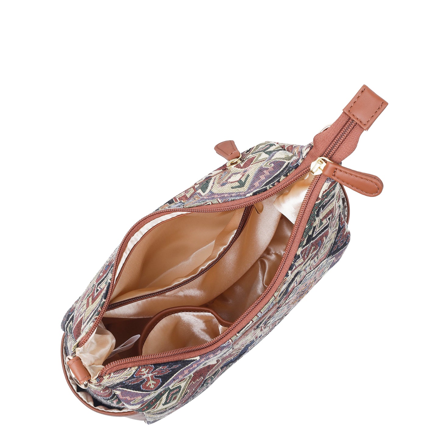 Wholesale Women Hobo Bag in Geometric Tapestry Pattern with vegan leather Trim | Crossbody & Shoulder Purse for Office