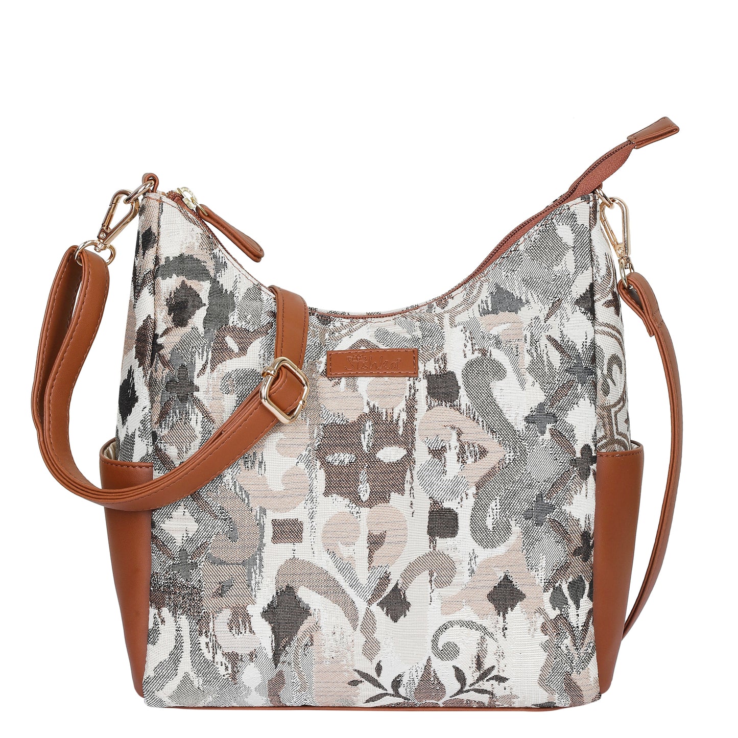 Wholesale Abstract Tapestry Hobo Crossbody Bag – Women Shoulder Sling Handbag with vegan leather Trim