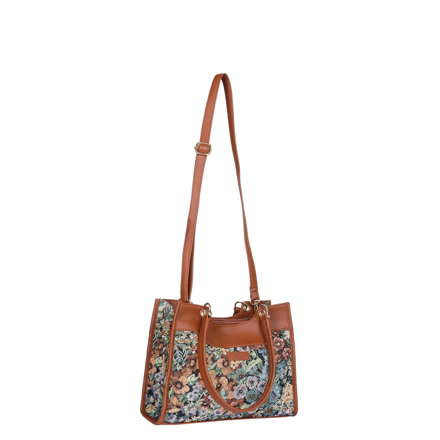 Wholesale Women Botanical Tapestry Satchel Bag – Vegan Leather Trimmed Handbag, Crossbody & Shoulder Purse