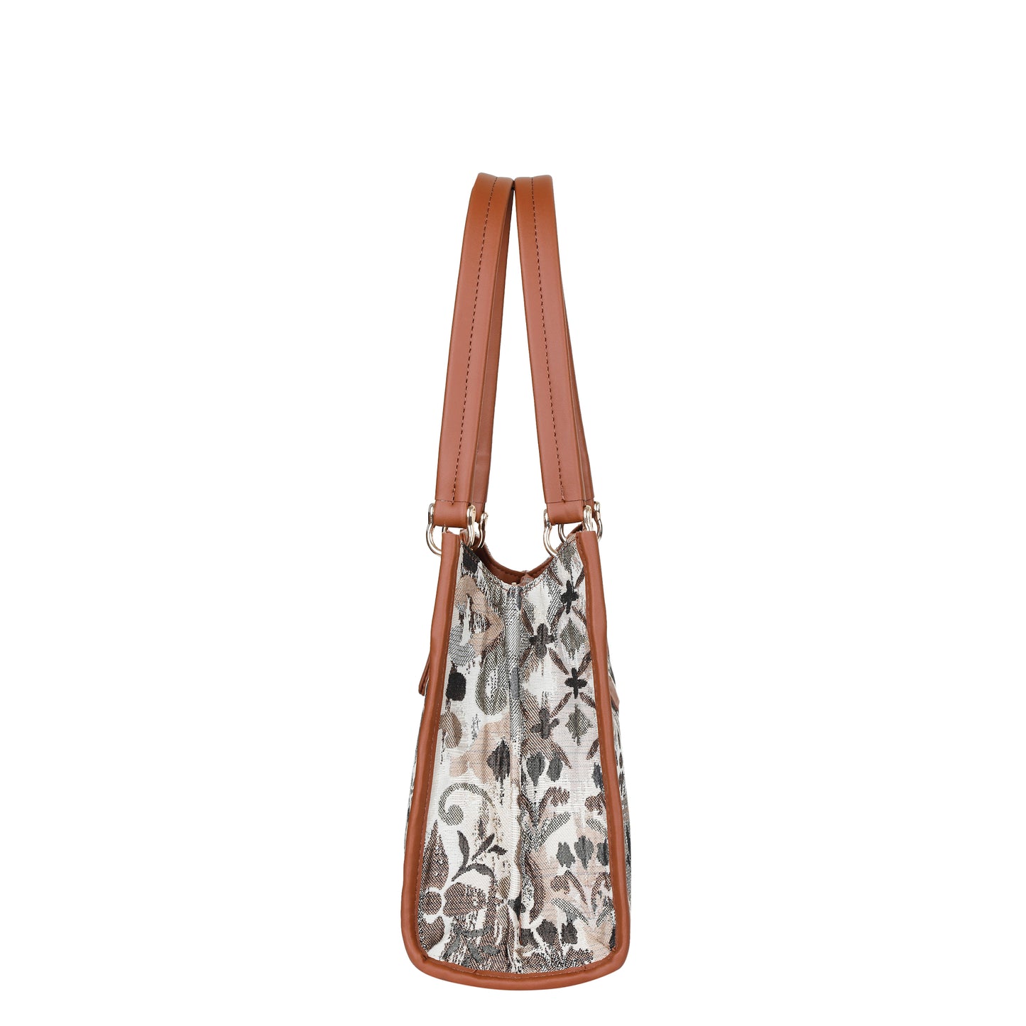 Wholesale Abstract Tapestry Satchel Bag Crossbody Top Handle Handbag for Women with Vegan Leather Trim