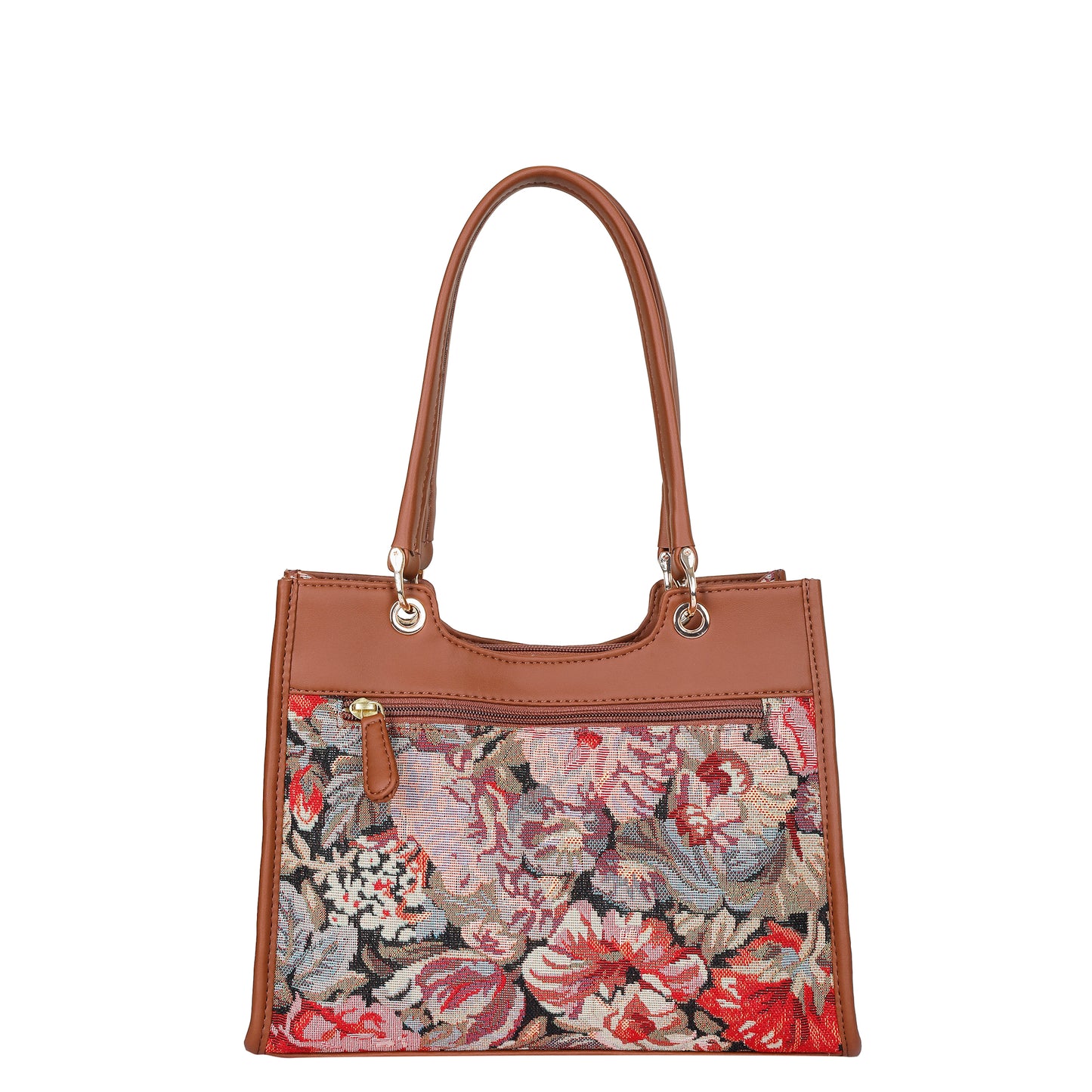 Women Floral Tapestry Satchel & Crossbody Bag – Wholesale Vegan Leather‑Trimmed Shoulder Purse with Top Handle