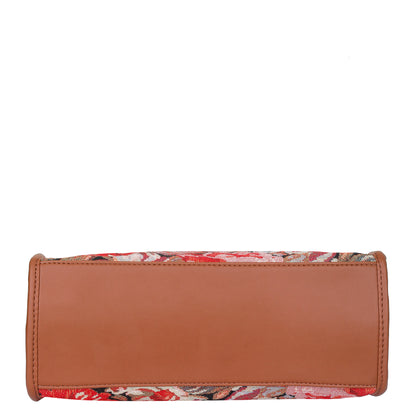 Women Floral Tapestry Satchel & Crossbody Bag – Wholesale Vegan Leather‑Trimmed Shoulder Purse with Top Handle