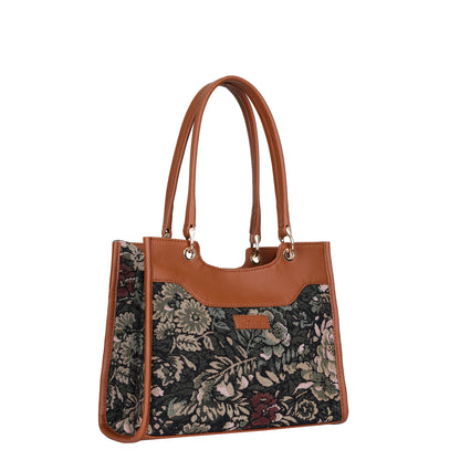 Women Vintage Tapestry Satchel Bag – Wholesale Vegan Leather Trimmed Crossbody, Shoulder & Hand Purse