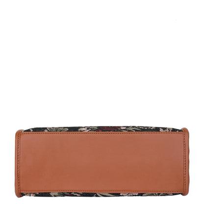 Women Vintage Tapestry Satchel Bag – Wholesale Vegan Leather Trimmed Crossbody, Shoulder & Hand Purse