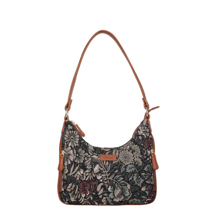 Women's Hobo Bag in Tapestry Vintage Pattern Fabric | Shoulder & Sling Purse with vegan leather Strap for Daily Use