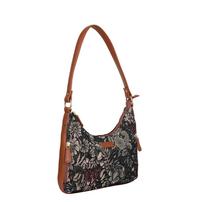 Women's Hobo Bag in Tapestry Vintage Pattern Fabric | Shoulder & Sling Purse with vegan leather Strap for Daily Use