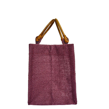 Wholesale Colourful Burlap Jute Gift Bags with Cane Handles (Packs of 7)