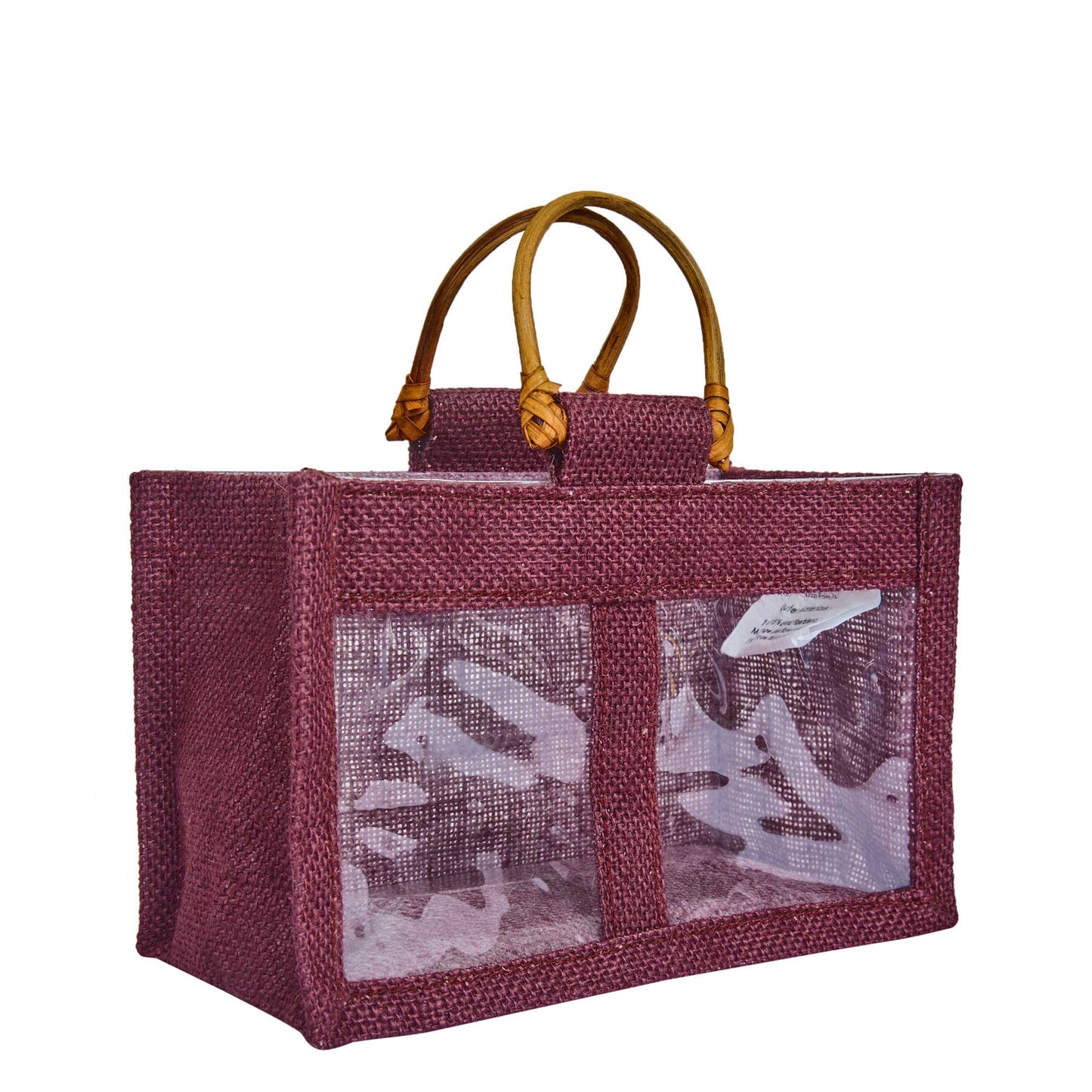 Wholesale Colourful Burlap Jute Gift Bags with Cane Handles (Packs of 7)
