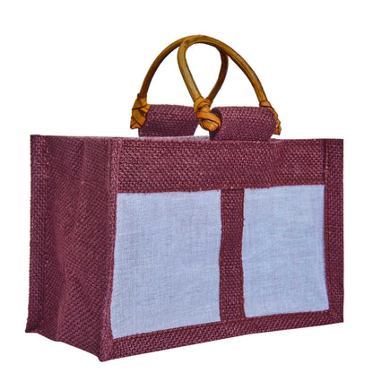 Wholesale Eco-Friendly Coloured Burlap Jute Gift Bags with Organza  (Packs of 7)